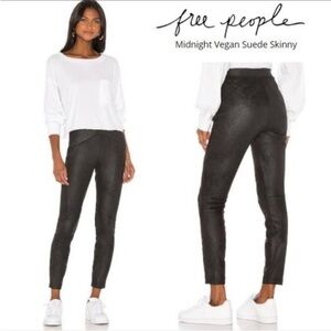 Free People midnight Vegan Suede Skinny Pants - Black
